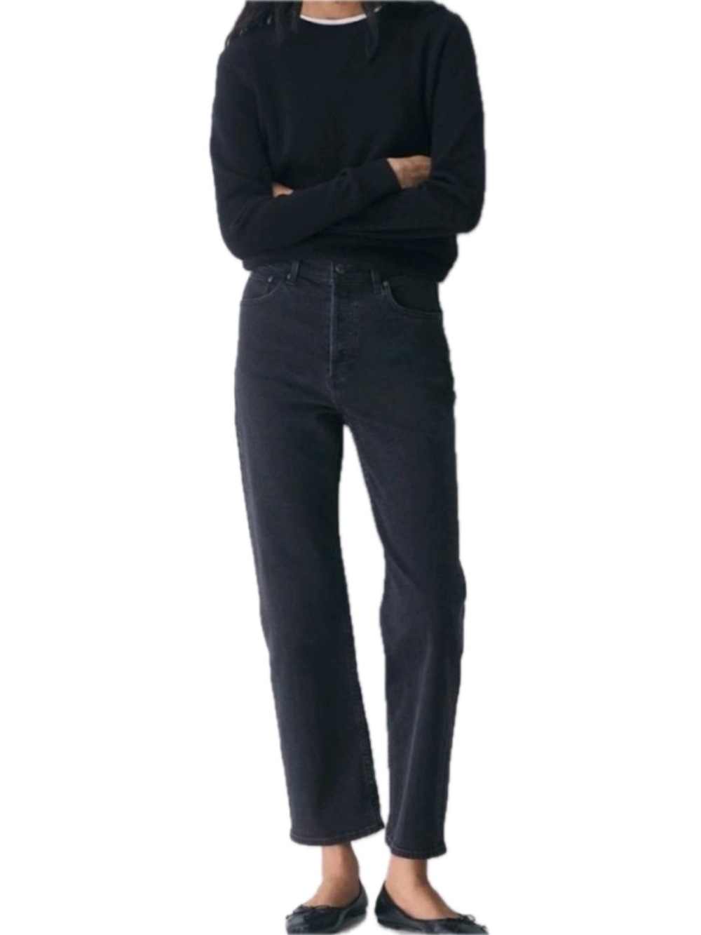Aritzia DENIM FORUM The Arlo High Rise Straight Jeans Size 27 28L Faded Black